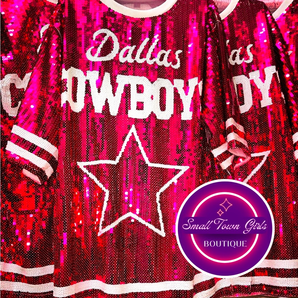 Pink sequin Dallas Cowboys jersey dress-shirt size 1 fits most up to extra-large